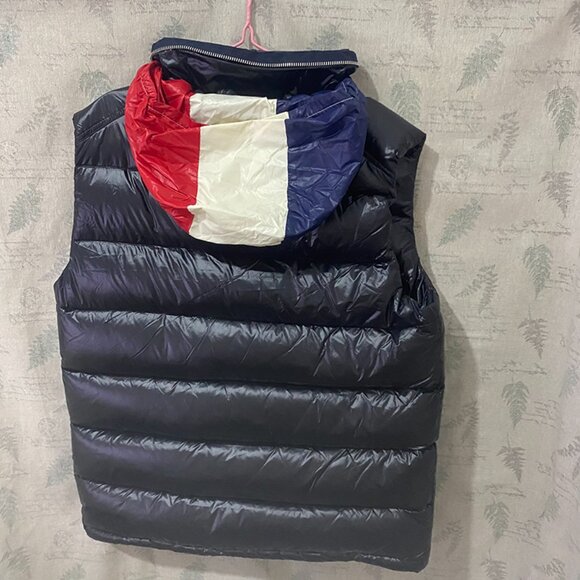 Womens Tricolor Hood Moncler Black Puffer Vest - Picture 4 of 12